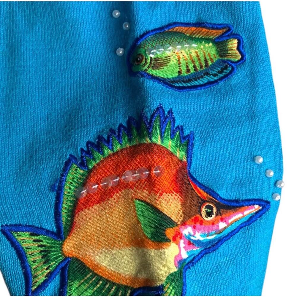 Quaker Factory Blue fish cardigan - Picture 4 of 5